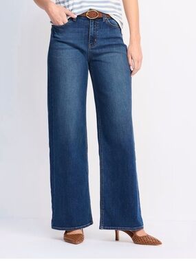 INDIGO SIX Palazzo Jean Wide Leg High-Rise Women’s Jeans - Dark Blue